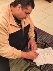 Big Joe Gambino signing letter of intent for My Buddy from Brooklyn