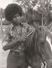 Tim Rains at the Jacobson horse farm in Florida in 1976 at 17